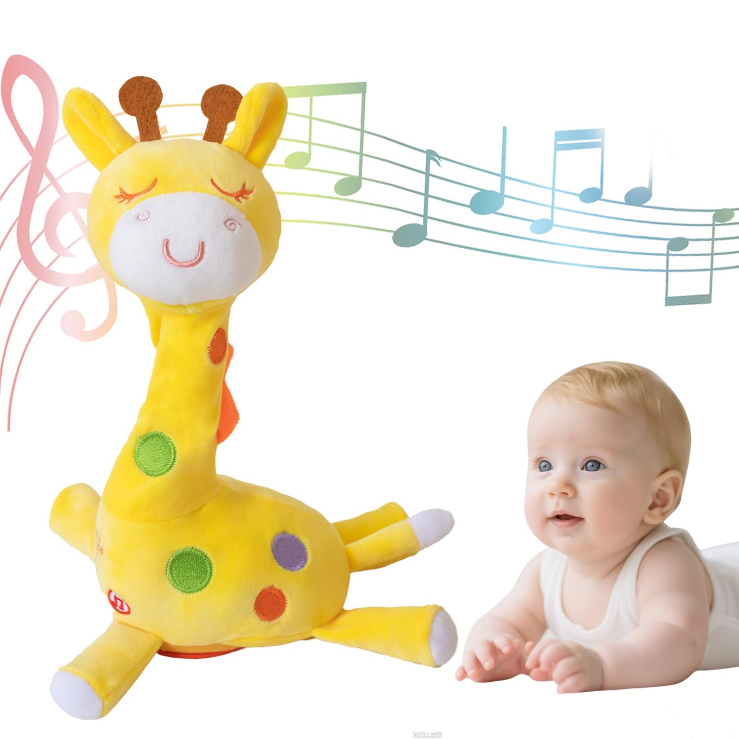 Record Singing Giraffe Stuffed Animals Educational Learning Musical Baby Toys Dancing Talking Giraffe Plush Toys for Toddlers Stuffed Animal Baby Toy Repeating What You Say,Birthday Gifts ,12"(Yellow)