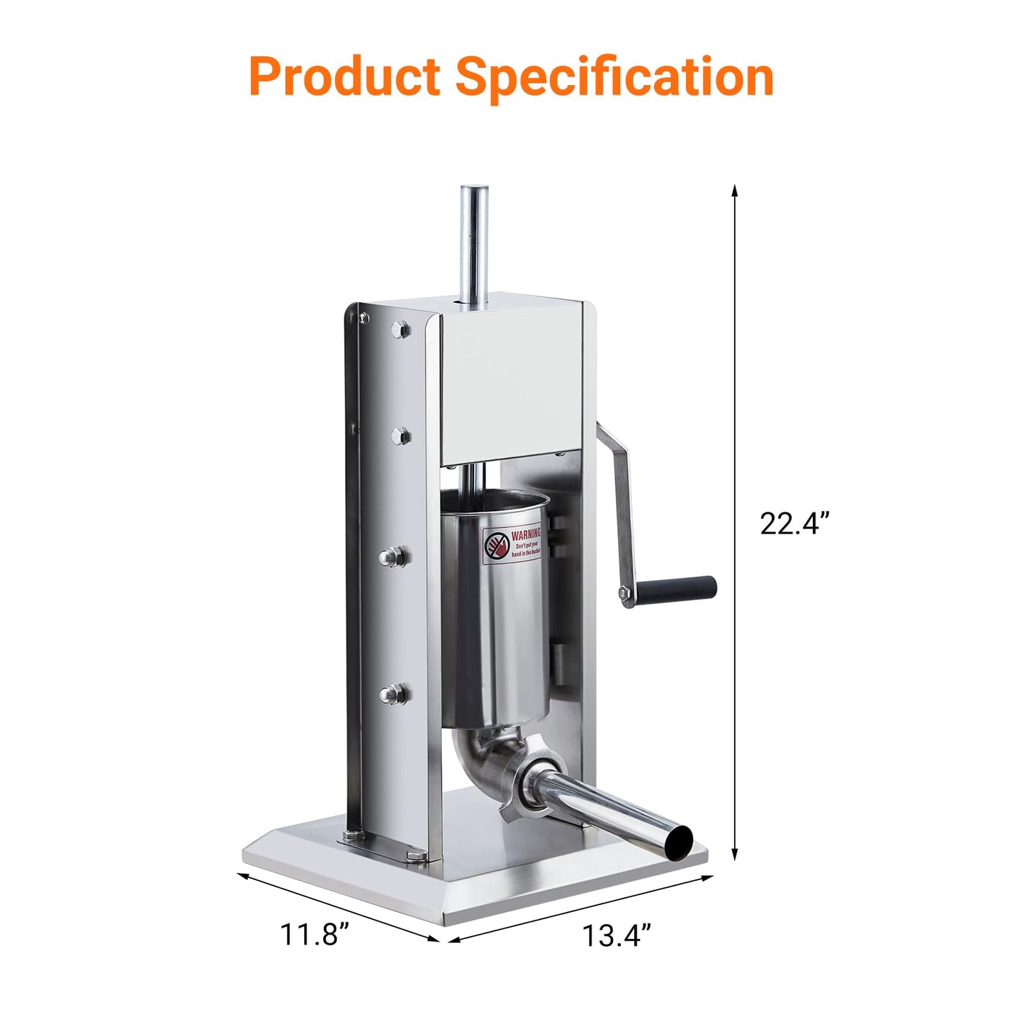 Sausage Stuffer, Manual 7LBS/3L Sausage Maker Machine, Meat Stuffer with Dual Speed, Stainless Steel Heavy Duty Sausage Filler with 5 Stuffing Tubes, for Commercial and Home Use