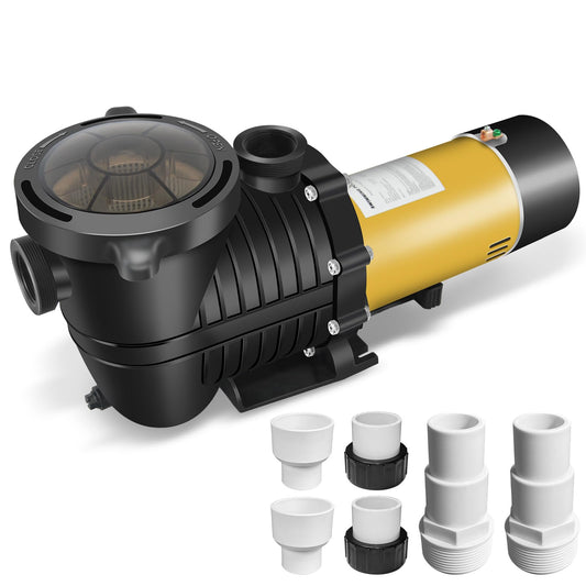 Can be Hardwired Pool Pump, 2.0HP Dual Voltage 115/230V In/Above Ground Pool Pump, 6840GPH Self-priming Swimming Pool Water Circulation Pumps with 1.25" & 1.5" & 2.0" Unions