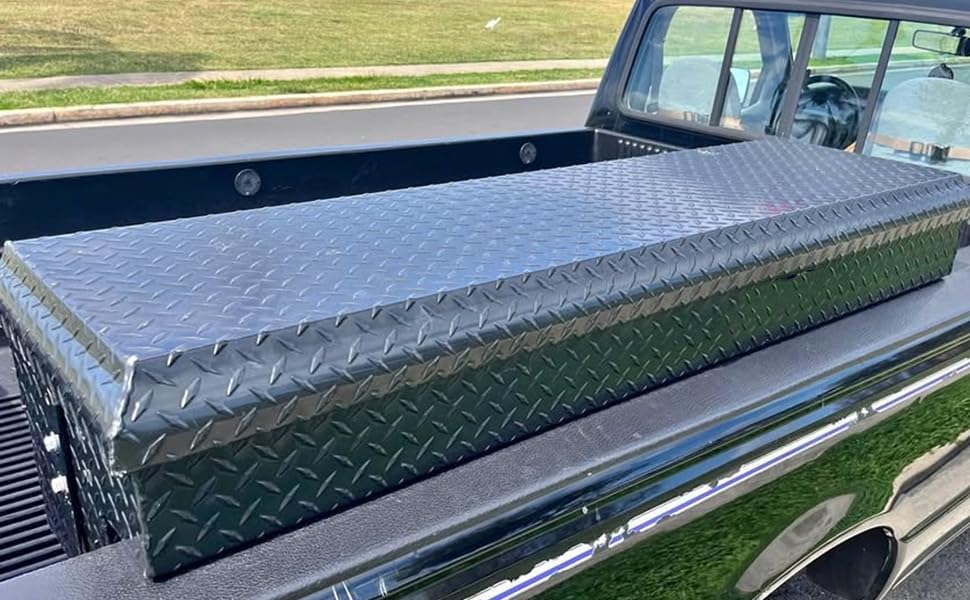 Vigorighter 36 Inch Side Mount Tool Box 2 Pack, 36"X12"X12" Aluminum Pickup Truck Side Tool Box Storage ToolBox with Lock and Keys, Black (Pack of 2)