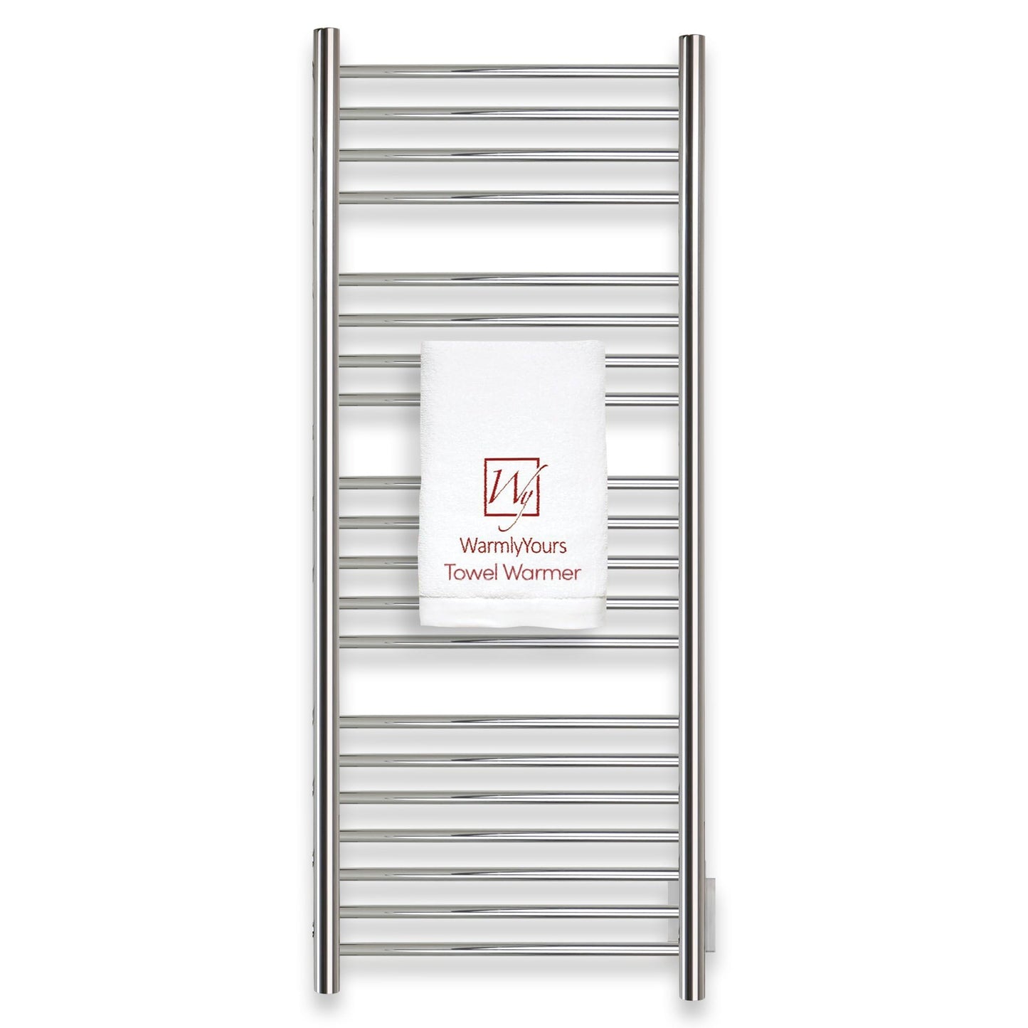 Heated Towel Rack, 20-Bar Wall Mounted Towel Warmer Polished Stainless Steel for Luxury Spa-Like Comfort in Your Bathroom, Electric Hardwired 190 W (WarmlyYours Bellagio)