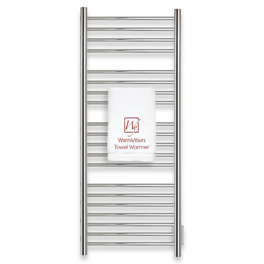 Heated Towel Rack, 20-Bar Wall Mounted Towel Warmer Polished Stainless Steel for Luxury Spa-Like Comfort in Your Bathroom, Electric Hardwired 190 W (WarmlyYours Bellagio)