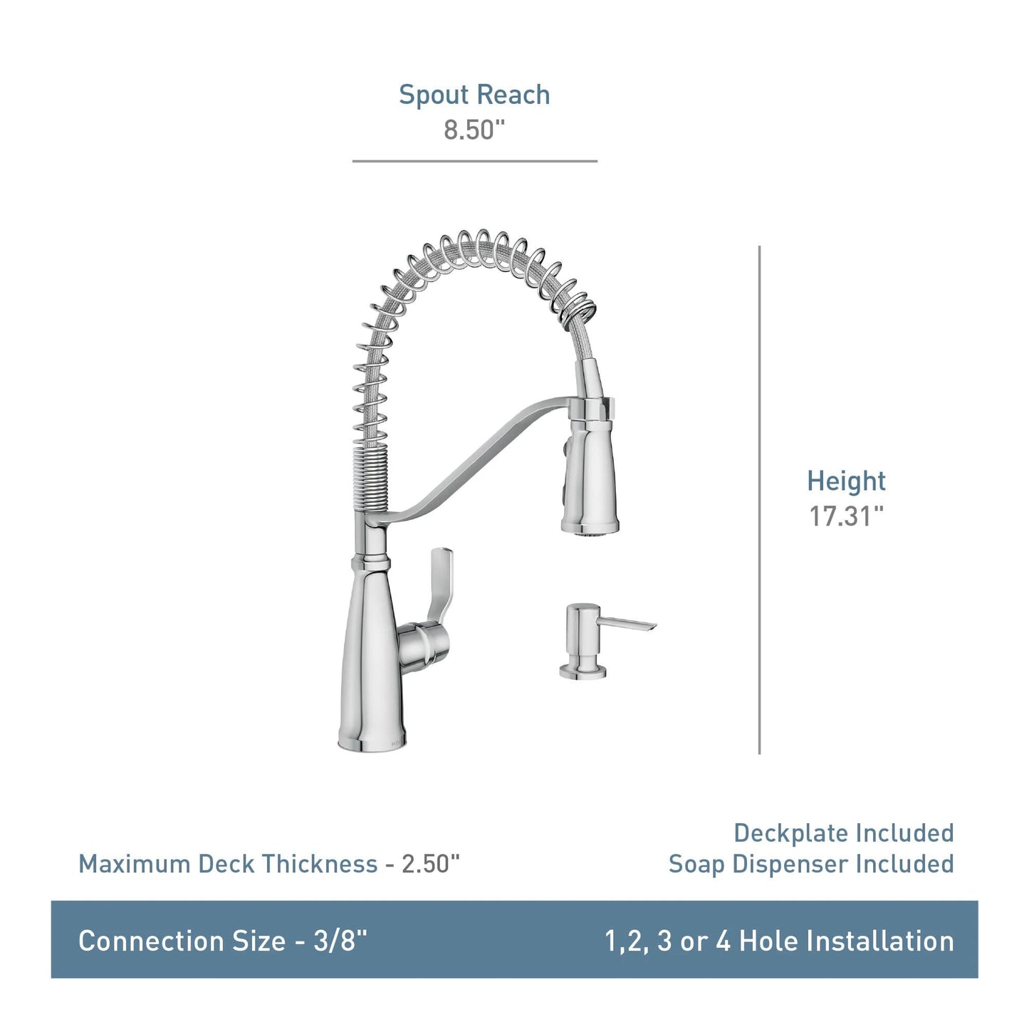 Moen Nolia Matte Black One-Handle Pre-Rinse Spring Kitchen Faucet with Pull Down Sprayer, Single Hole Kitchen Sink Faucet with Soap Dispenser, 87886BL