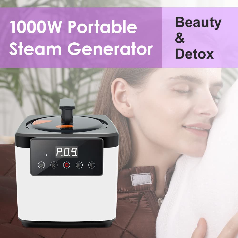 Smartmak Portable Steam Sauna, Foldable Single Person Home SPA, 2.6 L Steam Pot with Time Control, Full Body Spa for Detox Therapy, Chair Included -Blue