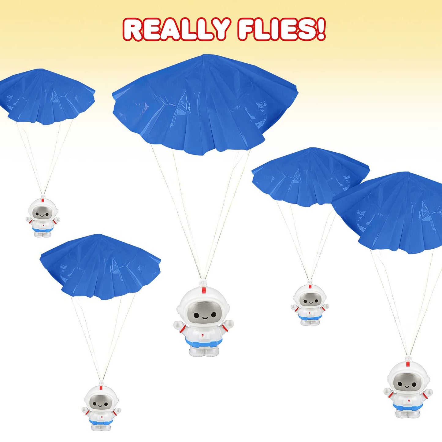 ArtCreativity 24-Pack / 2" Mini Astronaut Paratroopers – Durable Parachute Toys for Kids – Space-Themed Party Favors, Astronaut Piñata Fillers, and Goodie Bag Toys