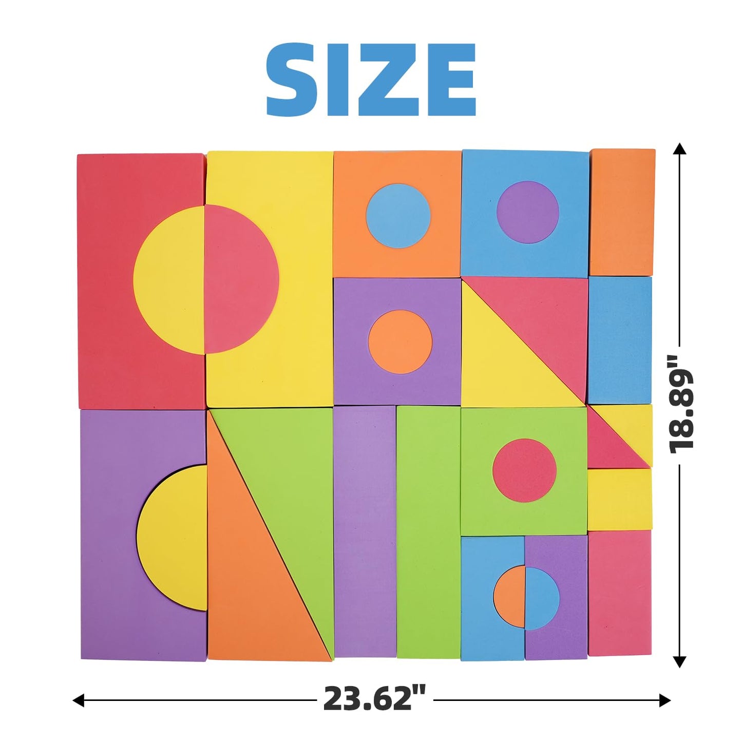Bingyouth Large Building Foam Blocks for Toddlers, EVA Stacking Foam Building Blocks Toy Set, Non-Toxic, Washable, Early Learning Construction Toys & Gifts for Kids Boys & Girls (Blue, Pieces, 30)