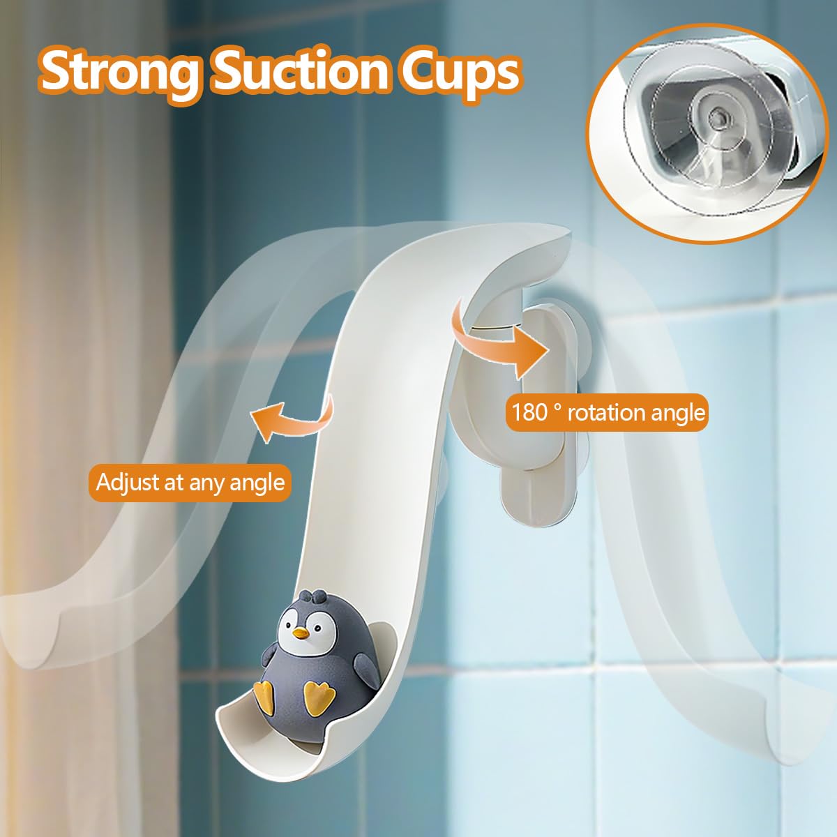 Animals Slide Bath Toy Play Set with Fishing Net Baby Bath Toys for Boys and Girls 6+ Months - Suction Cup Toy Attaches to Shower Wall