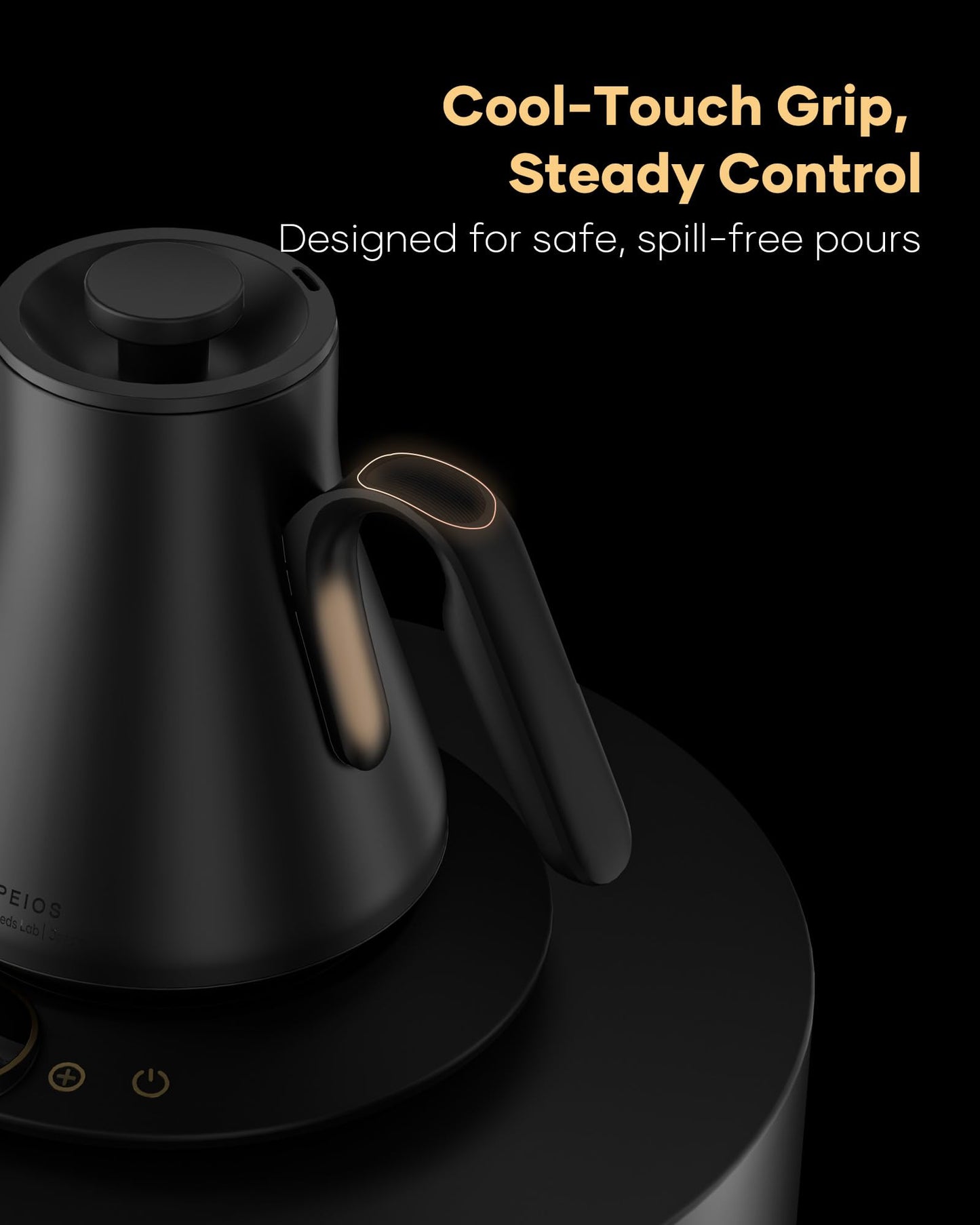 Cocinare FLOW B9 Gooseneck Electric Kettle, Precise Temperature Control for Pour-Over Coffee & Tea Brewing, Stainless Steel Interior, Rapid Heating for Boiling Water, 1500W/0.9L Matte Black