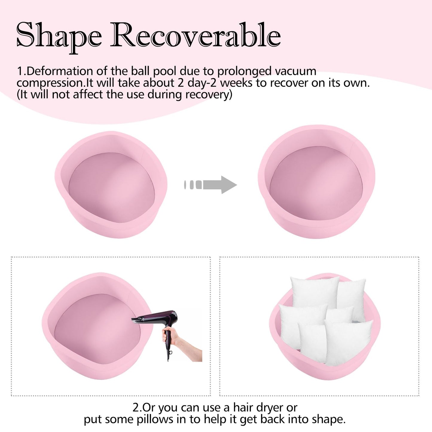 SHJADE 47.2"x 13.8" Foam Ball Pit, Large Ball Pits for Toddlers, Soft Round Playpen Ball Pool for Kids, Ideal Gift for Child Indoor and Outdoor Game, Pink(Balls not Included)