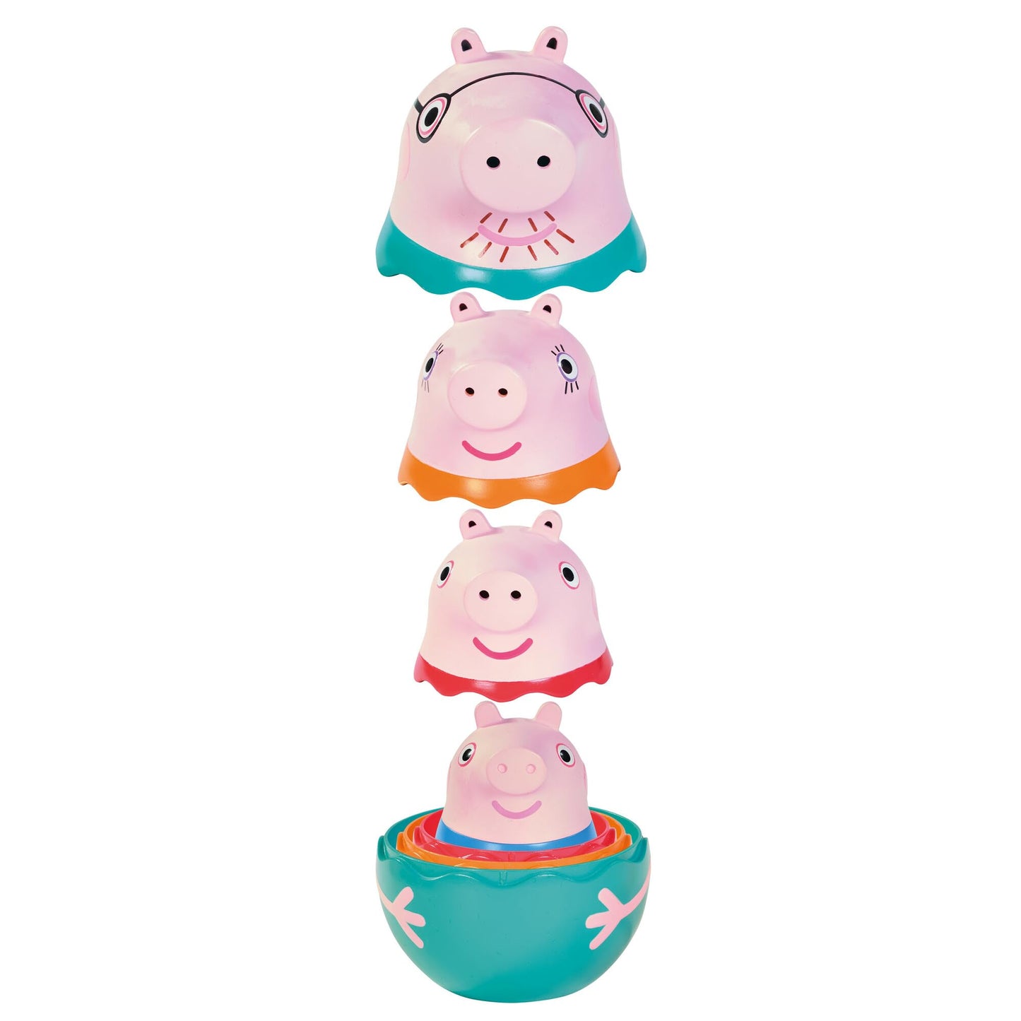 TOMY Toomies Peppa Pig - Peppa’s Nesting Family - Includes Peppa Pig, Mummy Pig, Daddy Pig and George - Nesting, Sorting & Pouring Toy - Ages 18 Months and Up