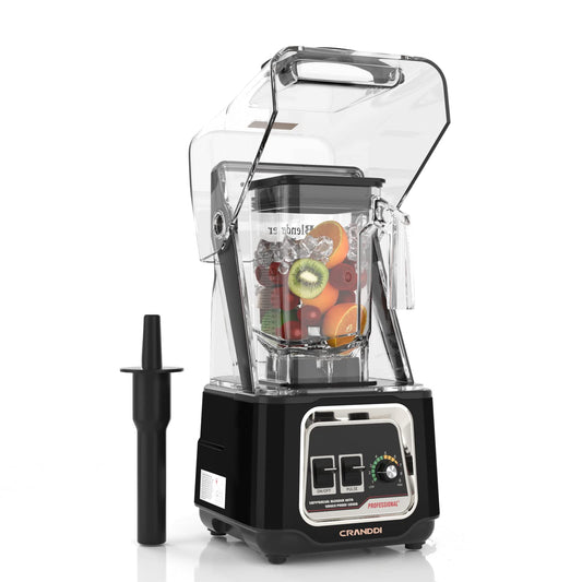 CRANDDI Commercial Blender, 2200W Countertop Blenders with Removable Shield, Quiet Smoothie Blender for Shakes and Ice Crushing, 52oz, 38000 RPM Professional Blenders for Kitchen, K80 (Black)