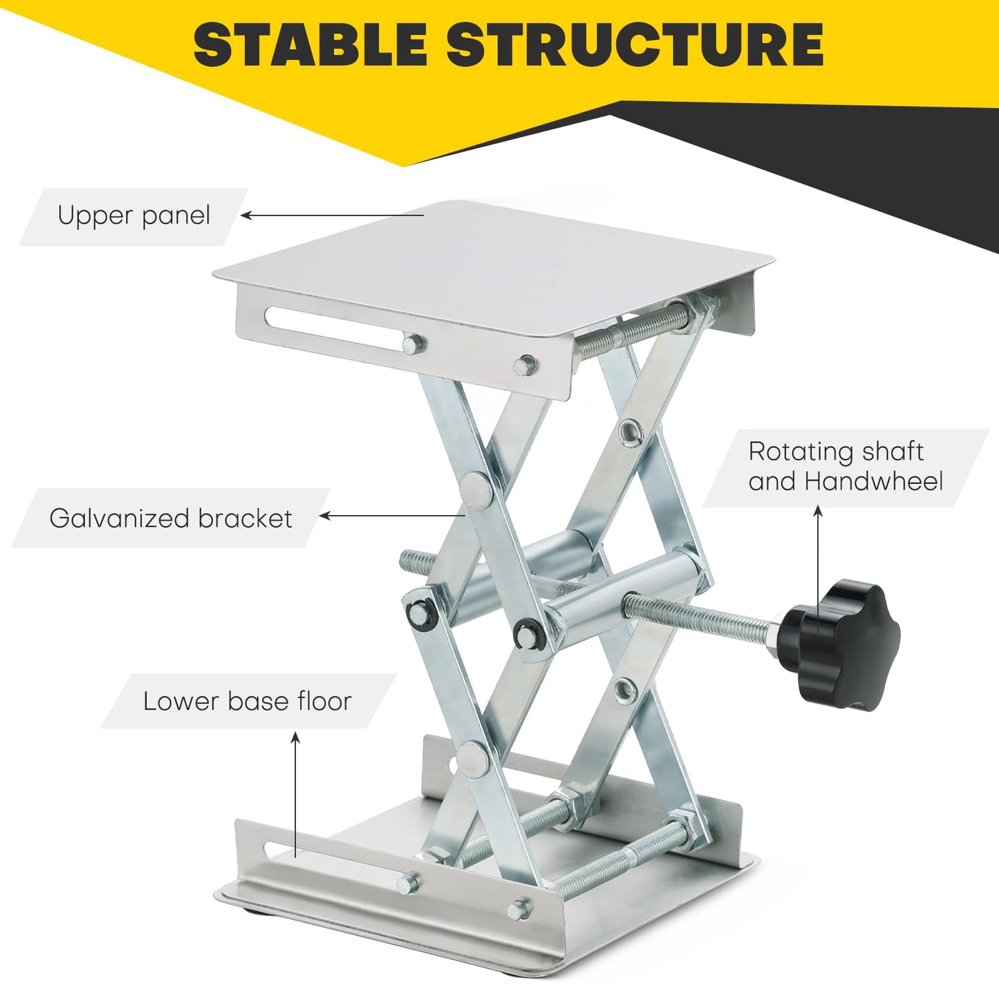 Acymner 4" x 4" Lift Table Lab Scissor Stand Platform | Stainless Steel Laboratory Lift Stand, Lab Lift Stand Table Lifting Jack Platform, Expandable Lift Height Range 1.7"/45mm to 5.9"/150mm