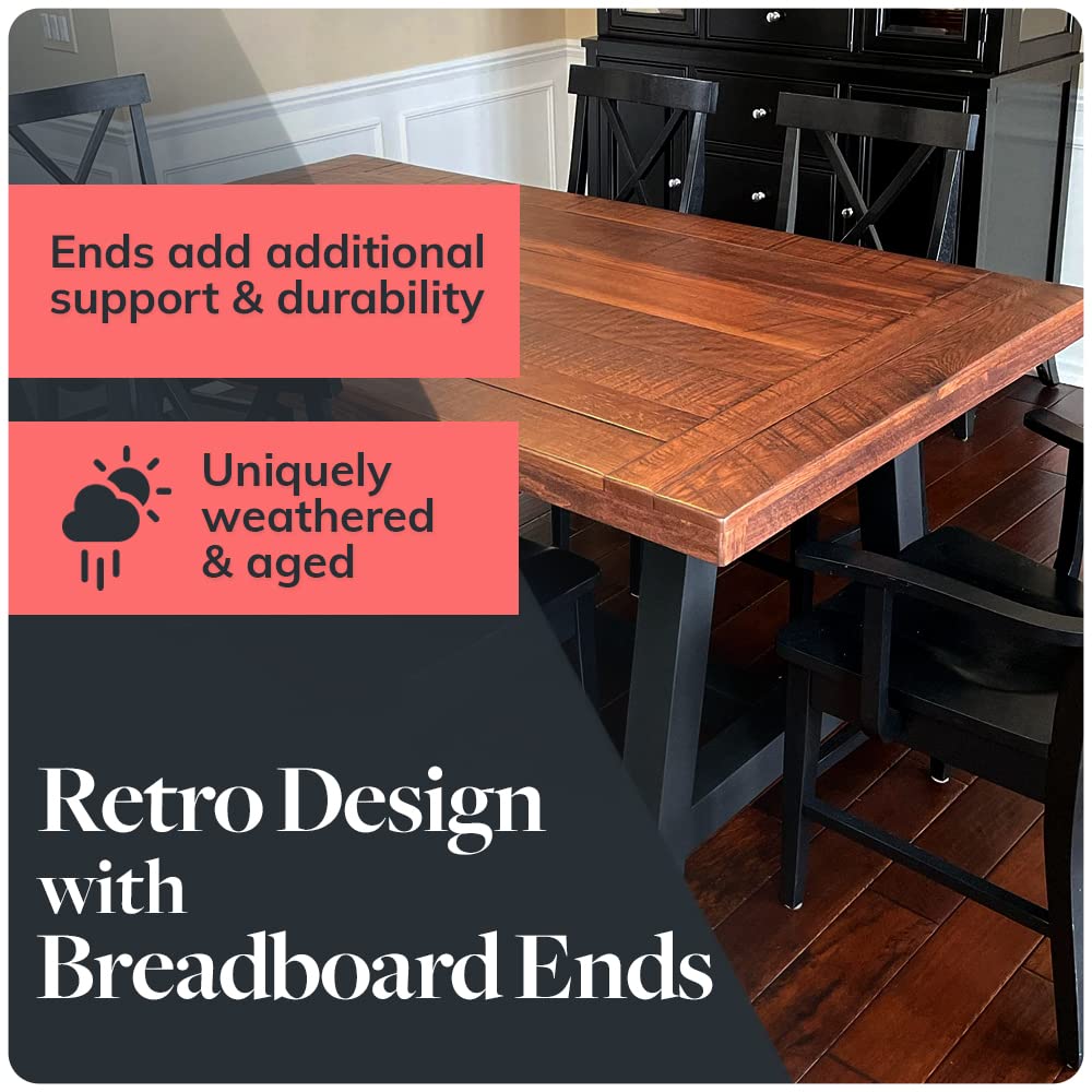 HEIRLOUM Reclaimed Wood Table Top - Rustic Recycled Solid Wooden Piece Perfect for Signs, Counters, Kitchens Table Tops (Reclaimed Wood Tabletop with Breadboard Ends, 36" x 36")