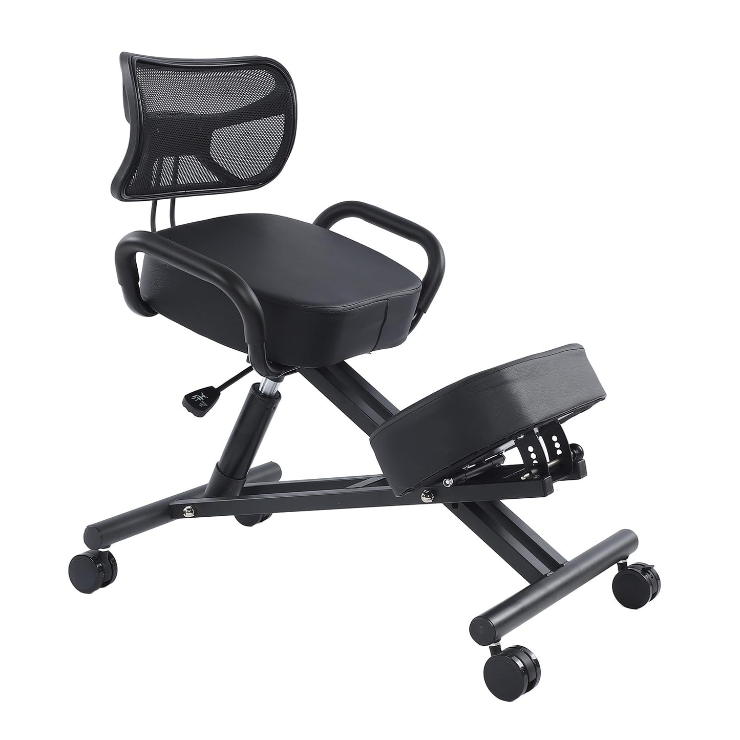 Ergonomic Kneeling Chair, Adjustable Posture Corrector Stool with Mesh Back Support and Thick Cushions for Home Office Desk, Black