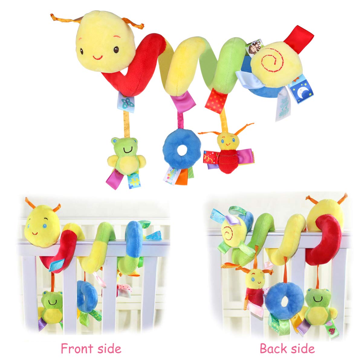 Uonlytech Baby Crib Hanging Rattles Toys, Carseat Toys Hanging Rattles Spiral Stroller Crib Cot Toy Spiral Toy Pram Hanging for Babies Boys and Girls