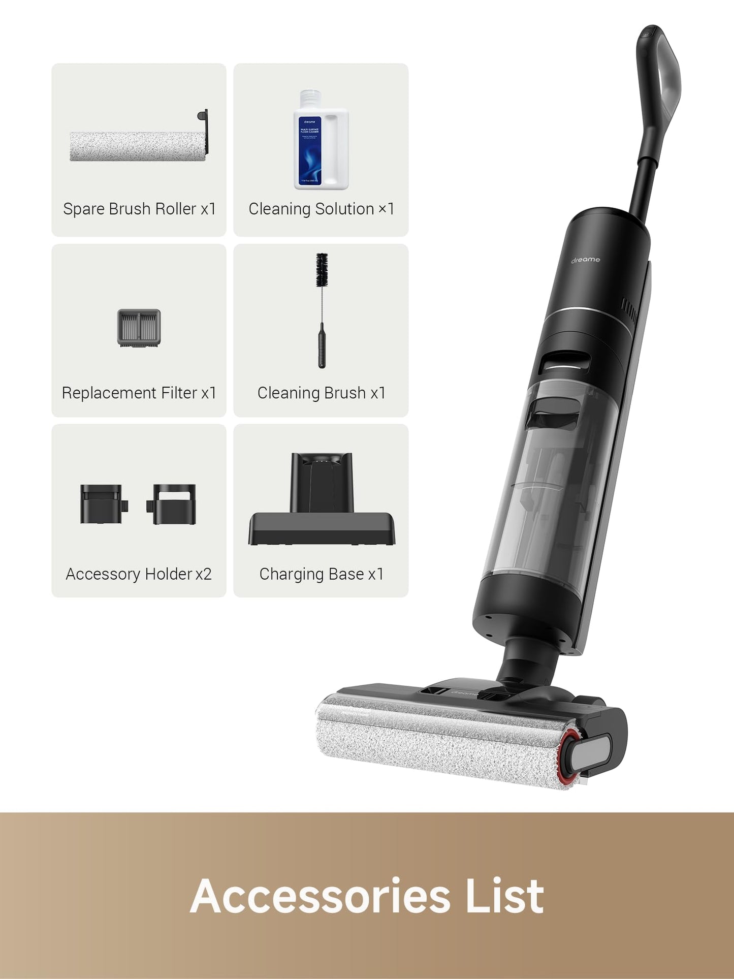 DREAME H12 PRO Vacuum Mop, Wet Dry Vacuum Cleaner for Hard Floor, Vacuum and Mop at The Same Time for Wet & Dry Messes, Auto Self-Cleaning, Edge to Edge Cleaning with Hot Air Drying
