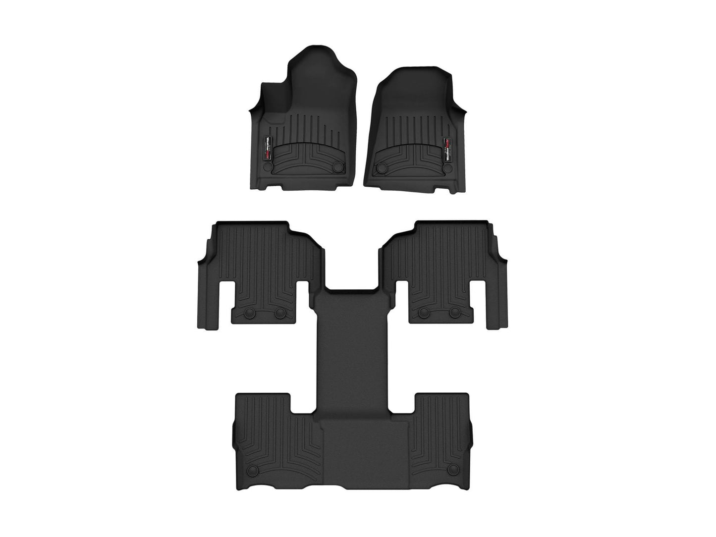 WeatherTech Custom Fit FloorLiners for Jeep Wagoneer L, Wagoneer, Grand Wagoneer - Full Set (441704-1-4), Black