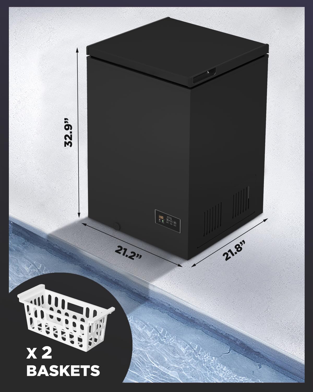 Northair Low temperature Chest Freezer - 3.5 Cu Ft with 2 Removable Baskets - Reach In Freezer Chest - 14℉ to -40℉ (ProBlack)