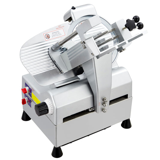 Commercial Meat Slicer, 10 in Electric Food Slicer - Fully-Auto 240W+430W, Stainless Steel, Adjustable Thickness 0-16 mm, Silver, Home & Commercial Use
