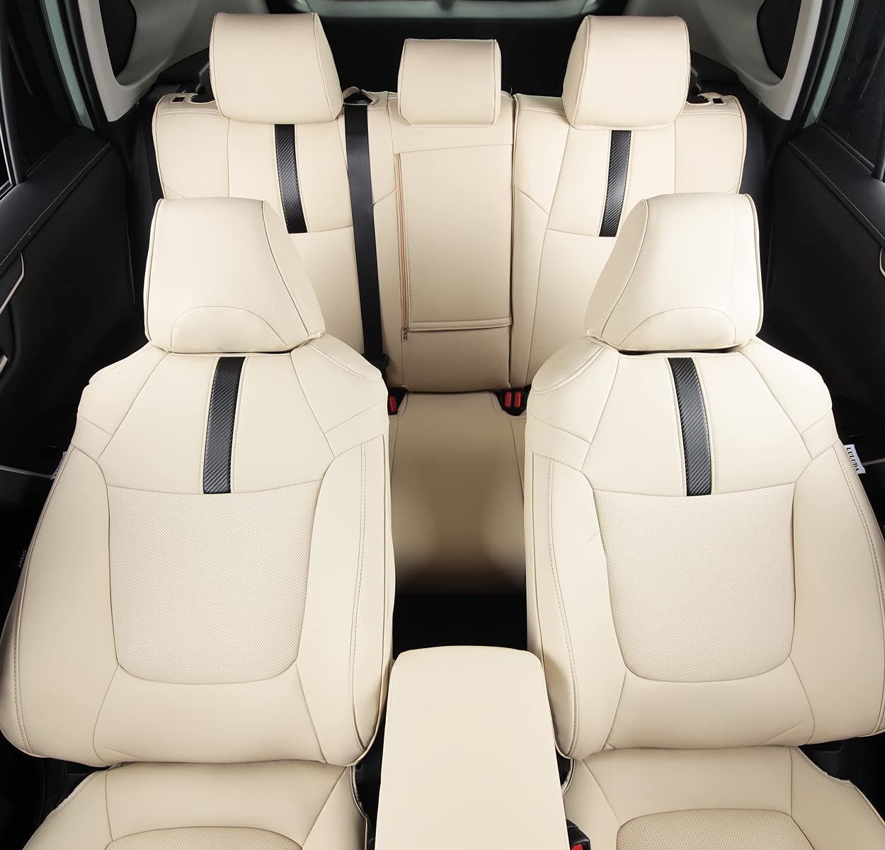 LuLuDa Custom Fit RAV4 (Not for Hybrid) Car Seat Covers Fit for Toyota RAV4 LE Limited XLE 2019 2020 2021 2022 2023 2024 2025 with Waterproof Faux Leather (Beige, LU01-XLE)