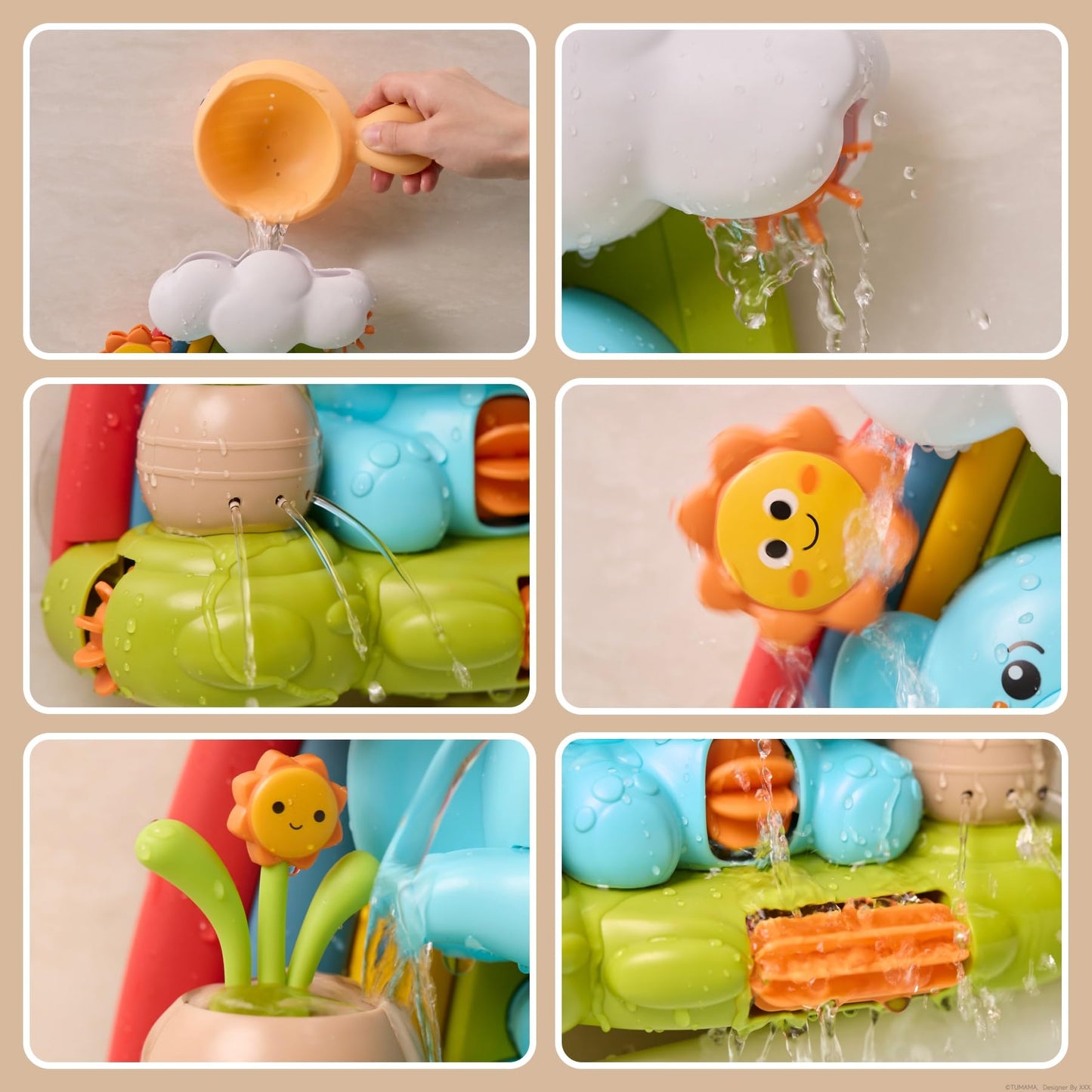 TUMAMA Bath Toys - Infant Garden & Elephant Baby Shower Bathtime,Kids Water Spinner for Tub Pool, 4 Bathtub Wind-Up Toys, Infant 0 3 6 9 Month Newborn Xmas Gift