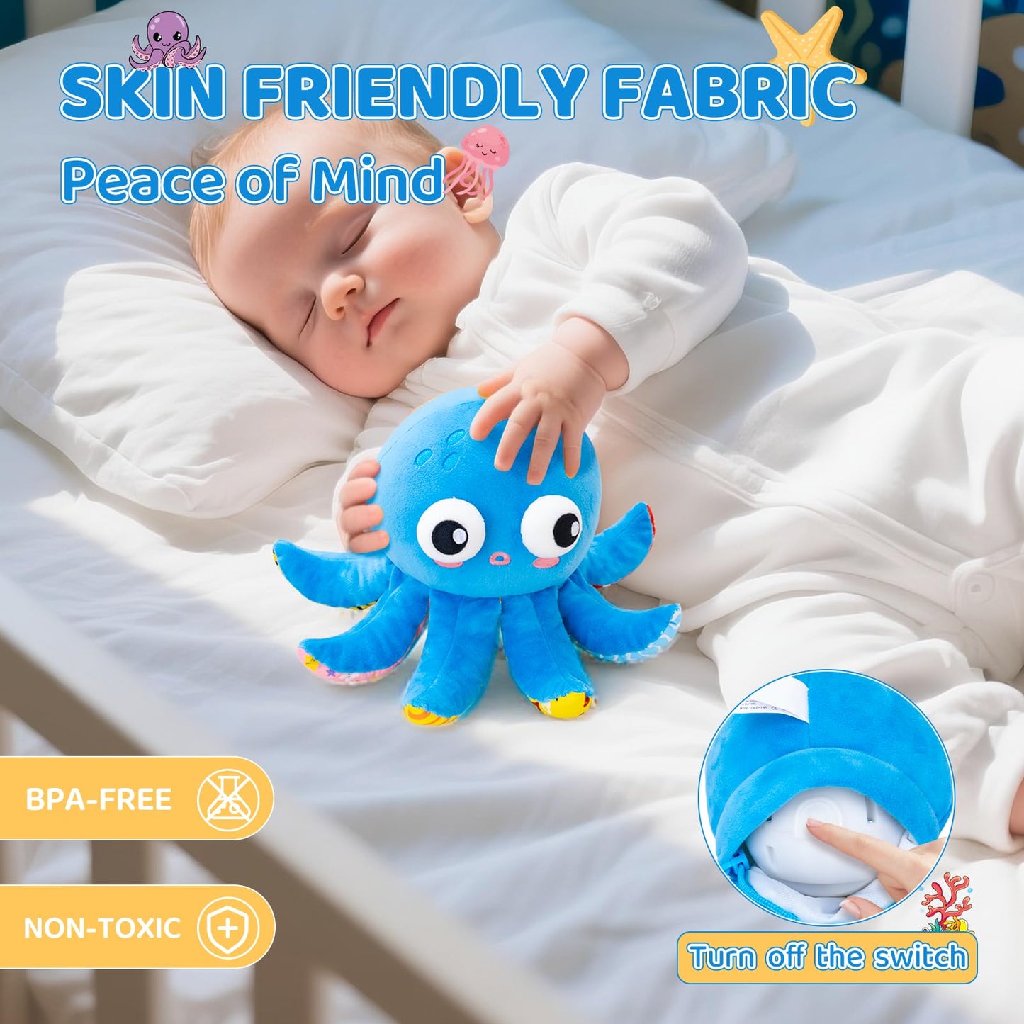 Baby Toys 6-12 Months, Musical Crawling Toys Bouncing Dancing Octopus Plush Toys 12-18 Months, 50 Songs & Recording Feature, Interactive Toddler Toys Age 1-2 Tummy Time Toys for 1 Yr Old Boys Infants