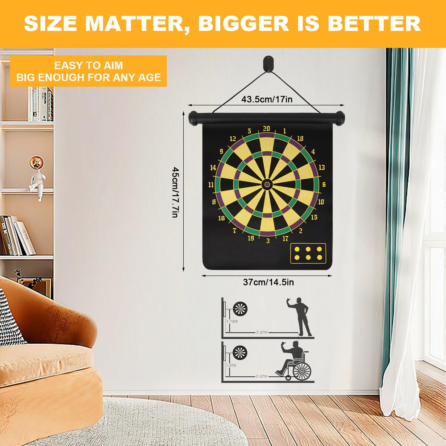 Magnetic Dart Board Set for Kids with 12 Darts - Indoor/Outdoor Safe Games for Boys & Girls Teens, Birthday Gifts Game Room Decor Toys