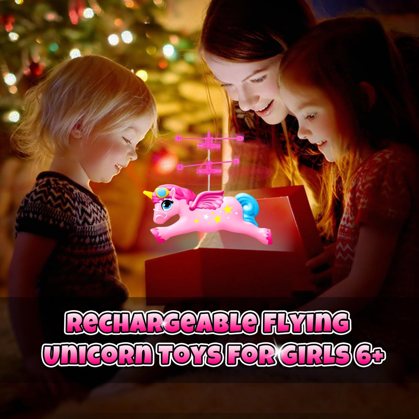 Bloolilies Flying Unicorn Toys for Girls, Magic Flying Fairy Toy Rc & Hand Controlled Unicorn Mini Drone Helicopter Toy with LED Light for Girls Age 6 7 8 9 10 11 12 Years Old Birthday Gift for Kids
