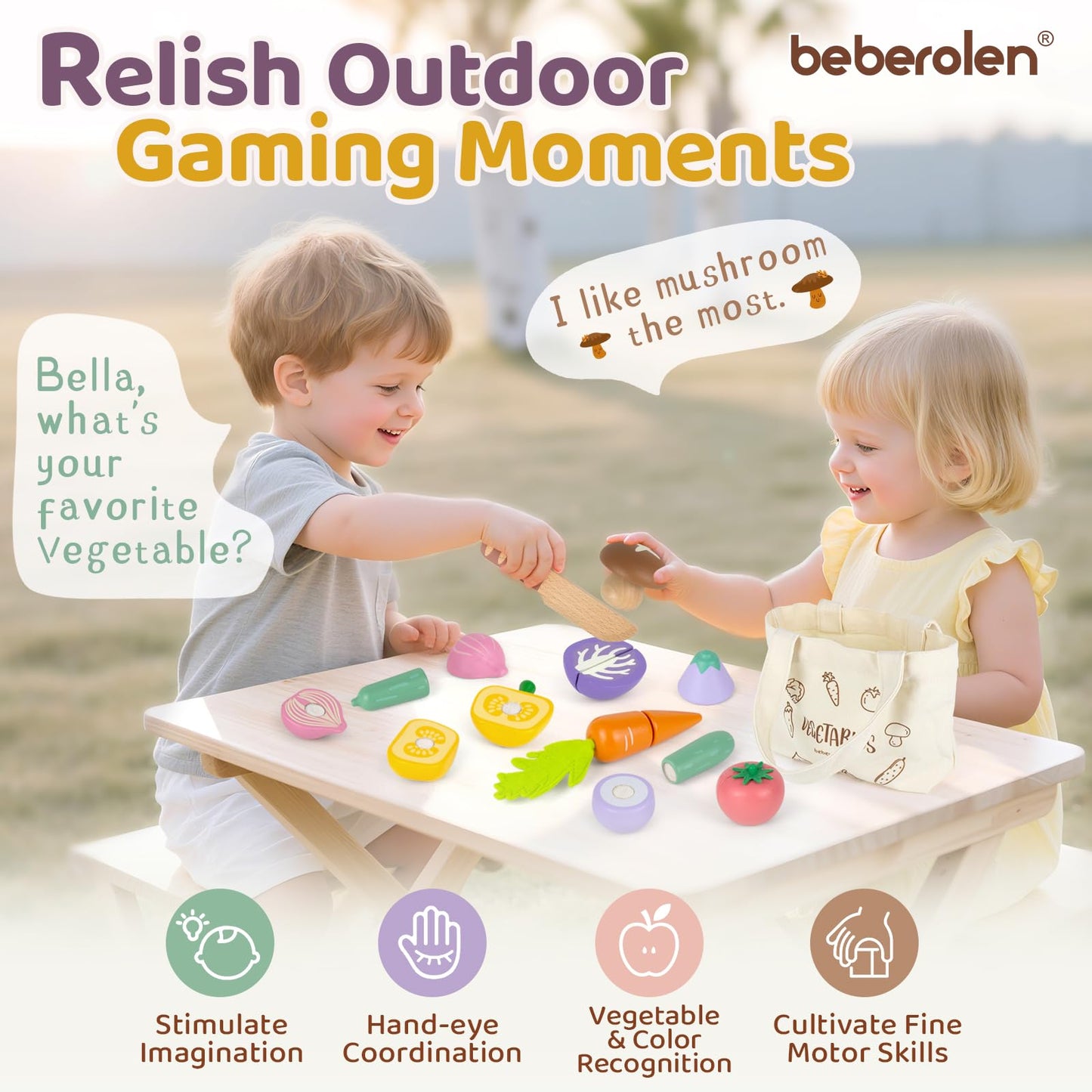 Play Food Sets for Kids Kitchen Wooden Food Toys for 3 Year Old Girl Boy Toddler Cutting Pretend Play Set Learning Toys Birthday Gift 1 2 3 Year Old Vegetables