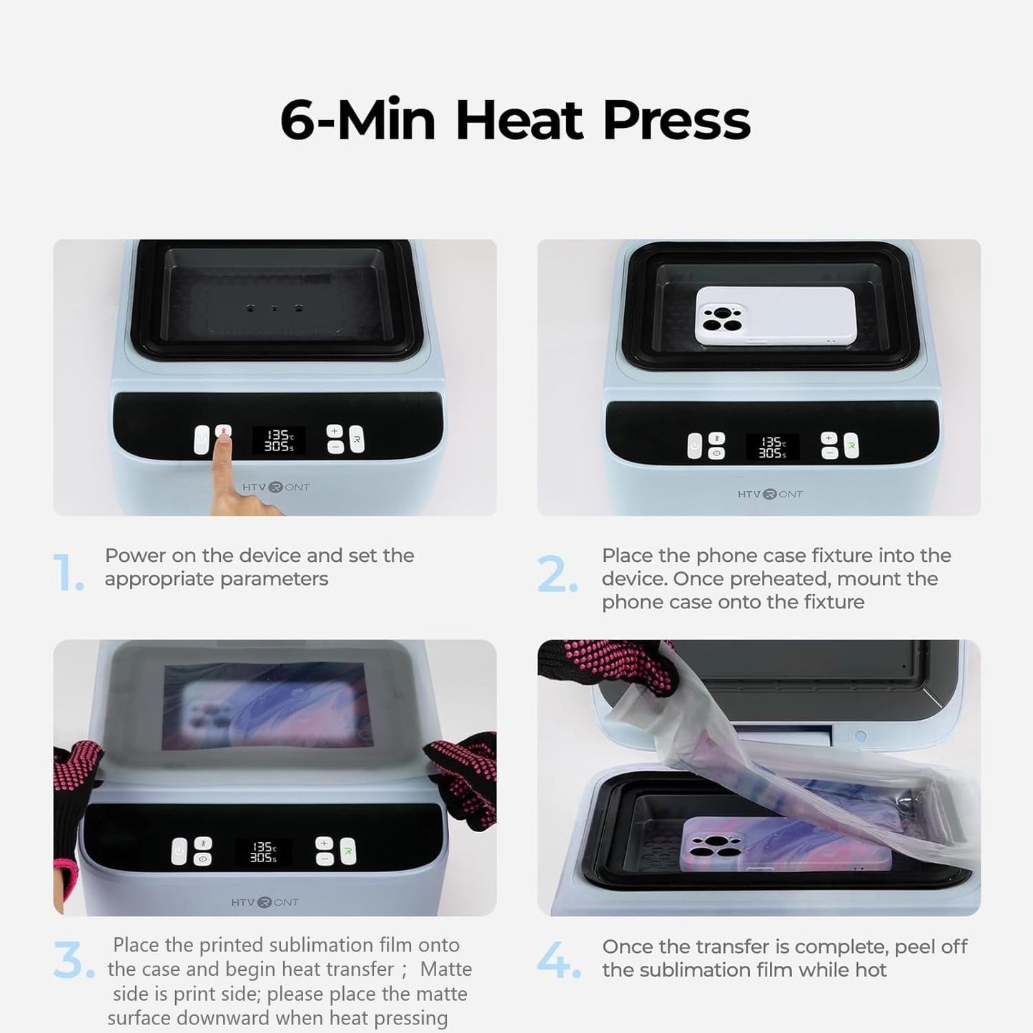 HTVRONT H17 Phone Cases Heat Press - Automatic Vacuum Heat Press Machine for Phone Cases- Sublimation Press for Custom Phone Case, Badges, Coasters, Includes Film & Fixture (Compatible with iPhone)