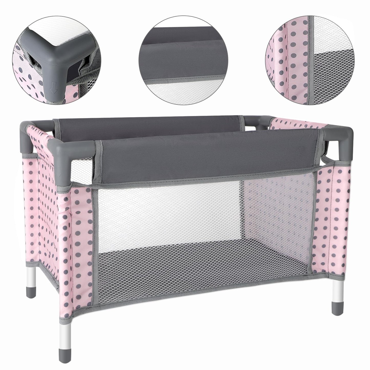 deAO Baby Doll Stroller Crib Bed Nursery Role Play Set Baby Doll with Accessories and Play Mat,Travel Cot,Bouncer,Foldable Stroller and Travel Bag Gifts for Toddlers Girls Boys