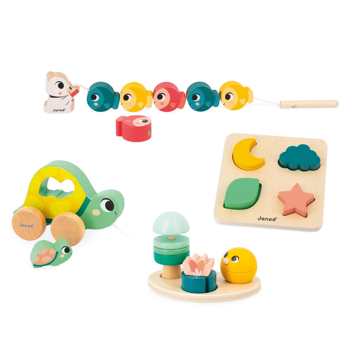 Janod - Baby Play Box - Children's Toy 18 Months - Stimulus Toys with Wooden Puzzle - Baby Motor Skills - Activity Toys and Psychomotor Development - from 18 Months - J04064