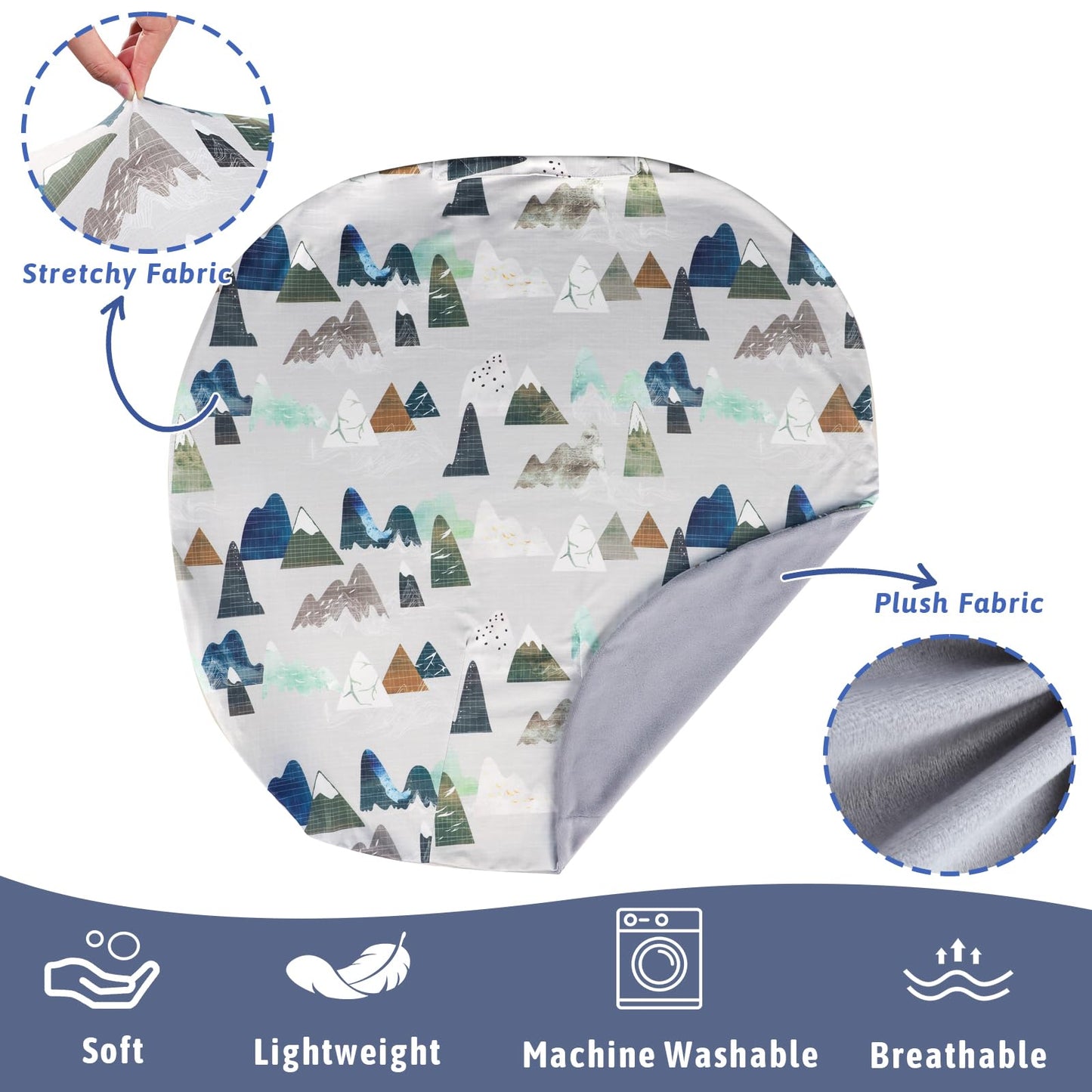 TANOFAR Newborn Lounger Cover, Baby Lounger Pillow Covers for Girls Boys, Removable Cover for Infant Lounger Pillow Cover, Breathable & Comfortable, Mountains