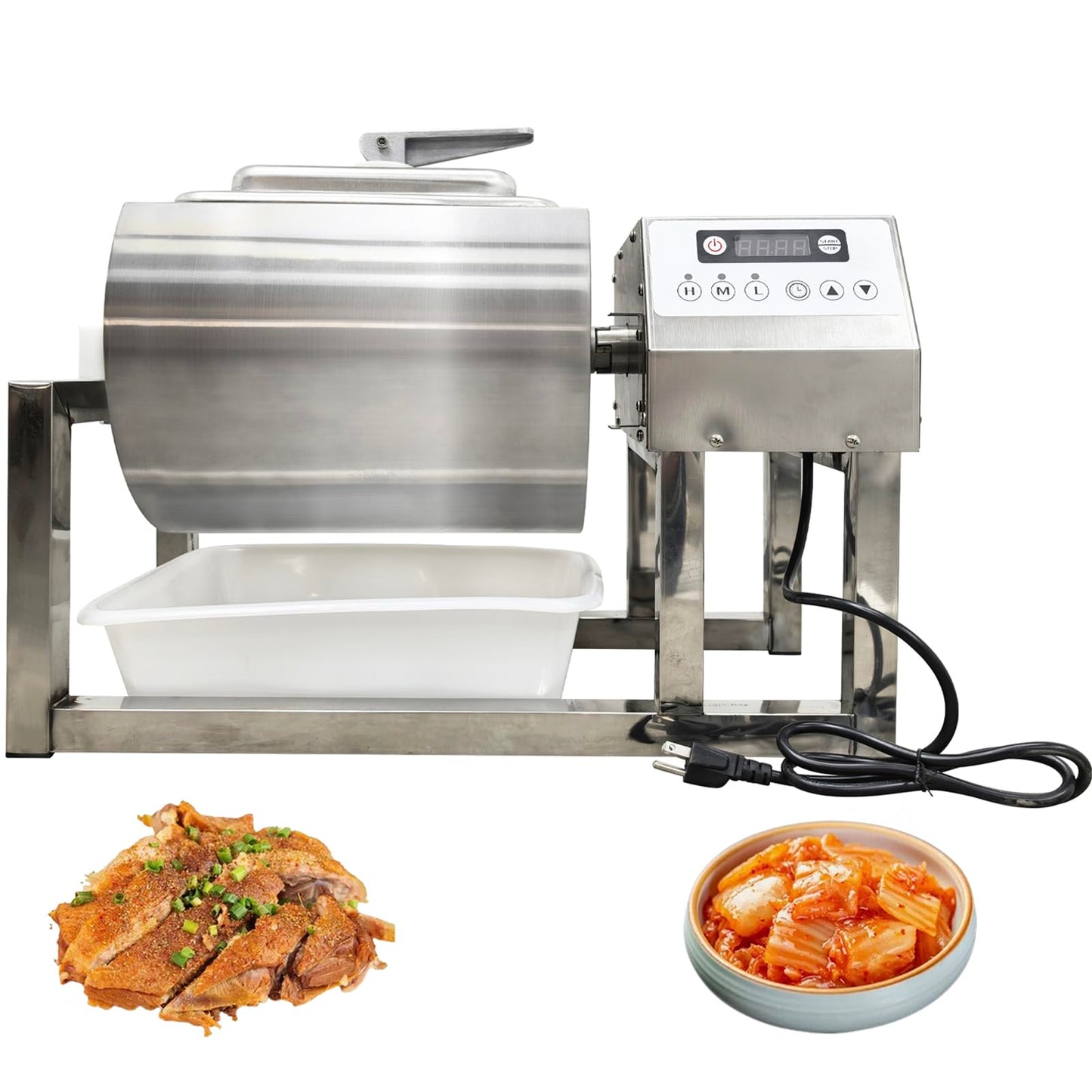 INTBUYING Electric Meat Vegetable Tumbler Marinator with Vacuum Pump Meat Tumbler 360°Rotation with Timer 110V 40W for Shop Restaurant Cafeteria