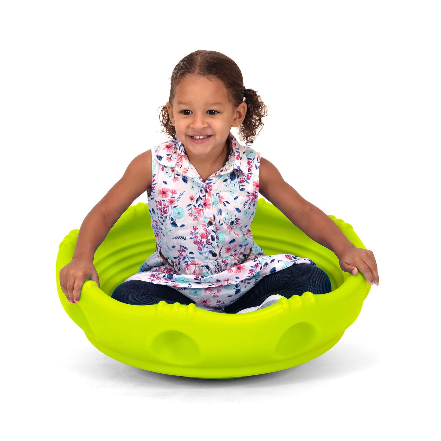 Simplay3 Two Sided Rock Around Wobble Disk and Climbing Dome for Toddlers and Kids - Rocking and Climbing - Indoor/Outdoor - Yellow/Green, Made in USA (1 Pack)