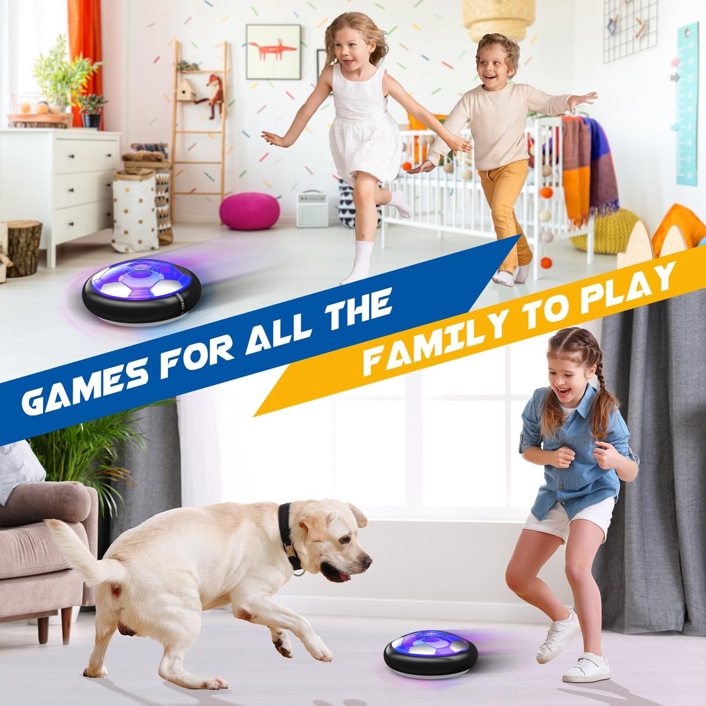 Hover Soccer Ball Kids Toys for Boys Girls Ages 3 4 5 6 7 8-12, Rechargeable Hover Ball with Colorful LED Lights and Protective Foam, Air Power for Soccer Game Indoor