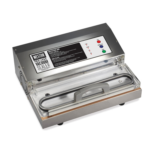 Weston Brands Vacuum Sealer Machine for Food Preservation & Sous Vide, Extra-Wide 5mm Bar for Sealing Bags up to 11" Wide, 720 Watts, Commercial Grade Pro 1400, Stainless Steel (65-0301-W)