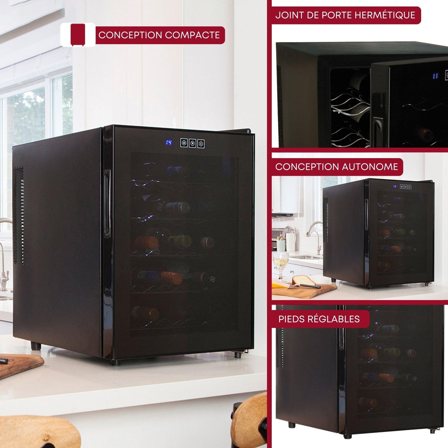 Koolatron Urban Series 20 Bottle Wine Cooler, Black Thermoelectric Wine Fridge, Freestanding Wine Refrigerator for Home Bar, Small Kitchen, Apartment, Condo, Cottage, RV