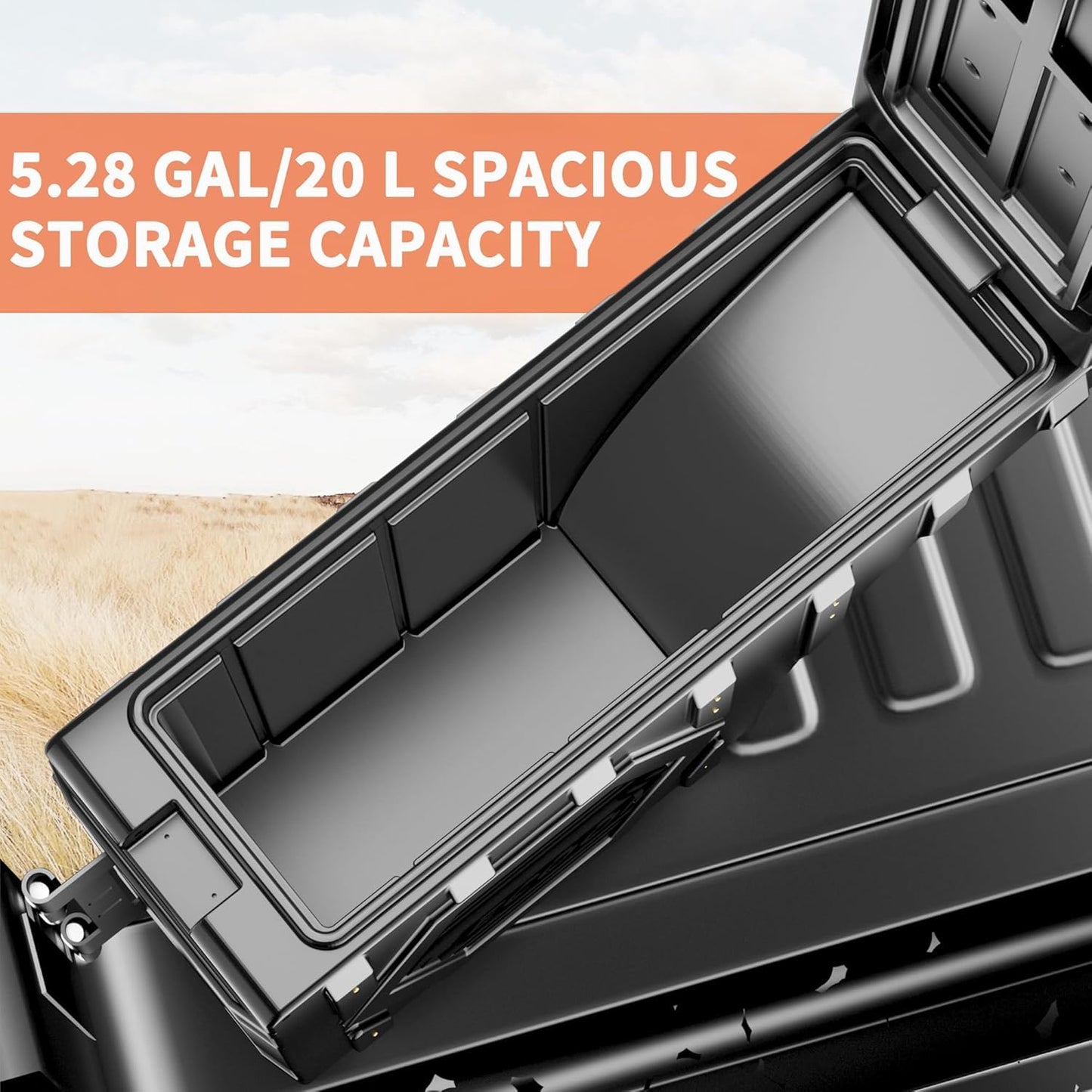 Tecoom Truck Bed Toolbox Lockable Waterproof Truck Bed Storage Box Fit for Ford F150 Driver Passenger Side Double Layer Swing Wheel Well Tool Box for Truck Trunk Storage Organizer, 20L/5.28Gal, Black