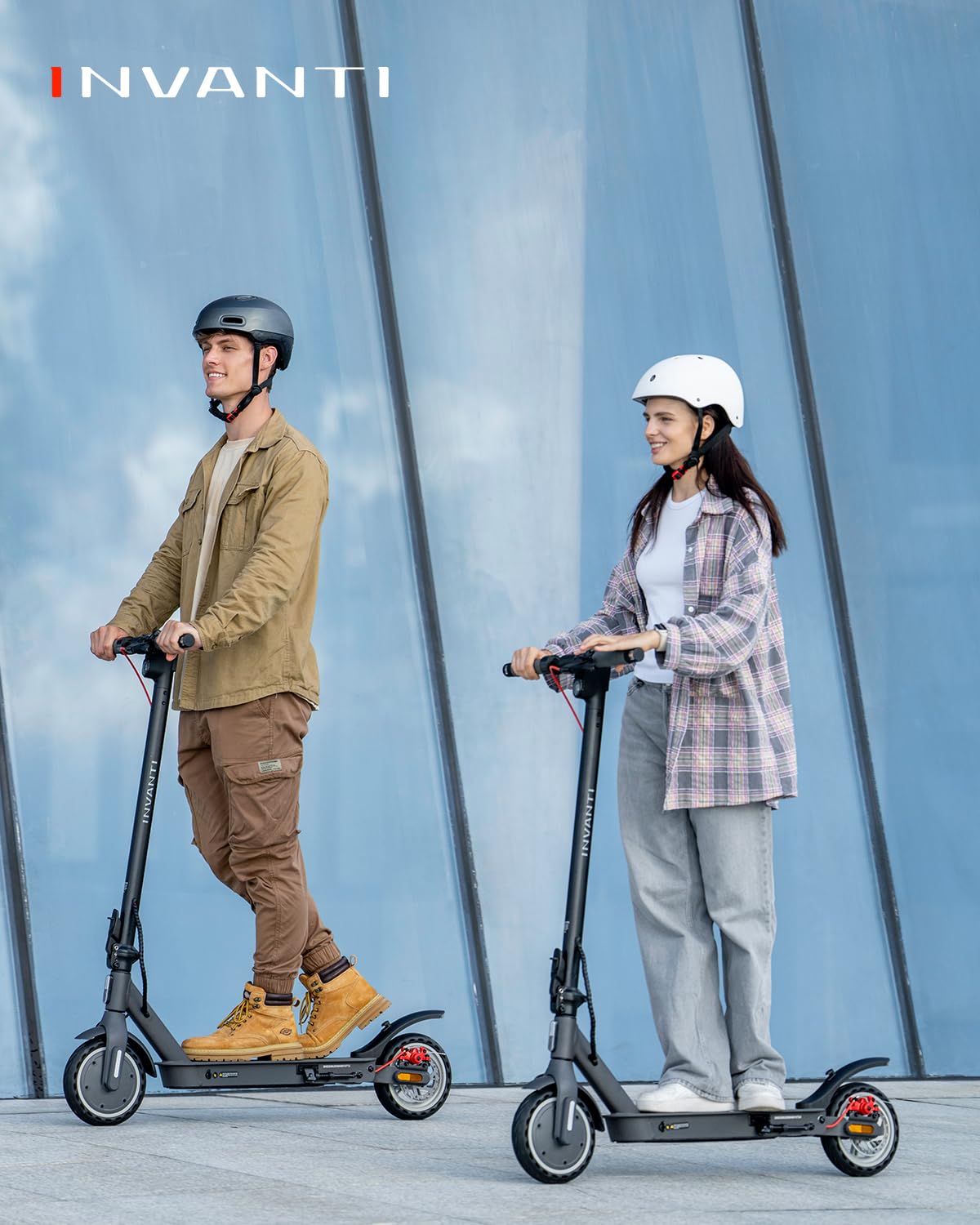 INVANTI E30 Adult Electric Scooter, Max 20Miles & 18 MPH, 350W Motor, Turn Signals, Smart APP, 8.5" Solid Tires, Foldable Commuter Electric Scooter for Adult with Rear Suspension and Dual Brakes