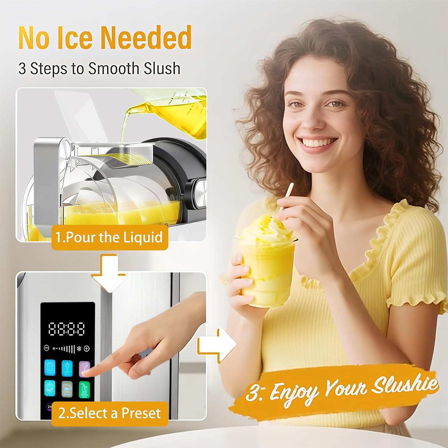 RUN.SE Slush-Ease Slushie Machine-2L/68oz No-Ice-Needed Slushie Machine for Home,5-Minute Rapid Freezing, Self-Cleaning, 6 Preset Modes|Frozen Margaritas, Cocktails, Smoothies,Frappuccinos,Ice Cream.