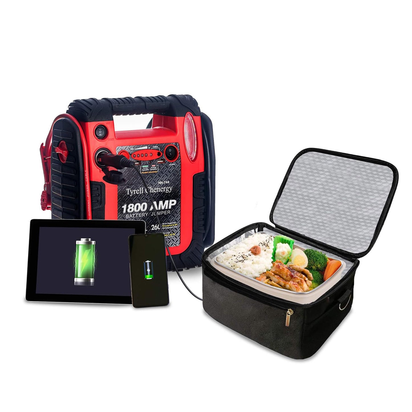 Tyrell Chenergy New Upgrade 1800A Car Battery Jump Starter with Air Compressor, 20000mAh 12V Auto Lead-Acid Battery Booste, 260PSI Tire Inflator (Up to 8.0L Gas/Diesel) with LED Light & USB