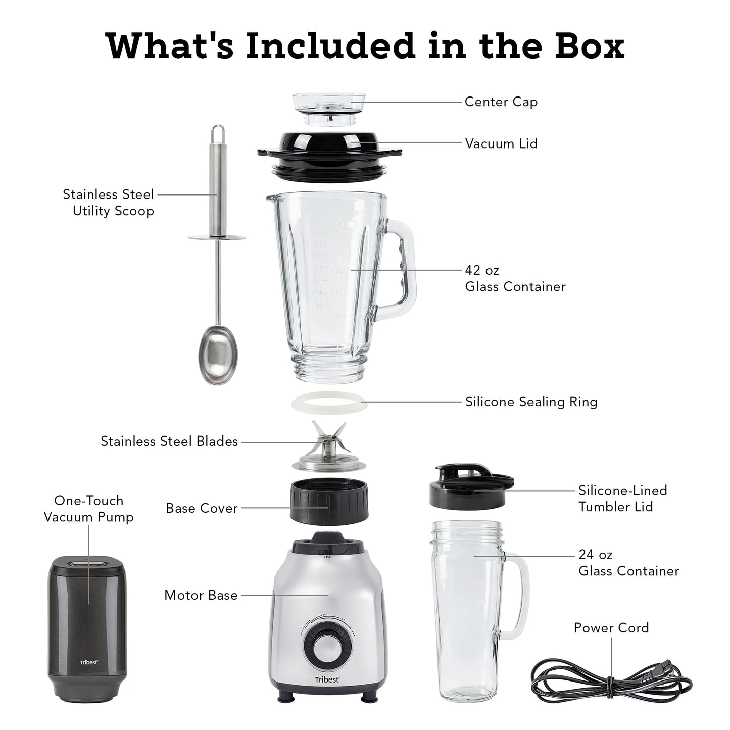 Tribest Glass Personal Vacuum Blender PBG-5001-A Antioxidation Vacuum Blender