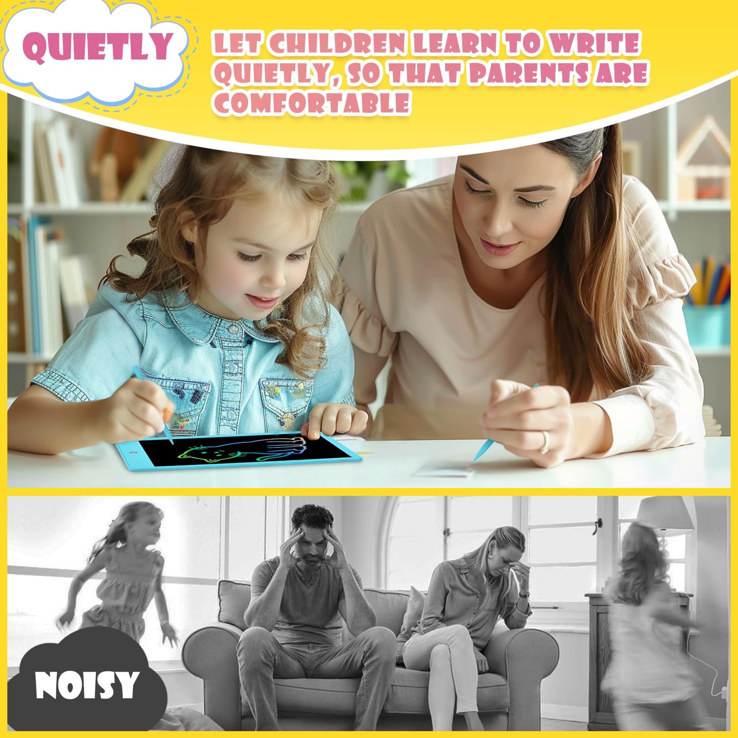 EooCoo Toddler Boy Toys, Kids Gifts, 10 Inch LCD Writing Tablet, Drawing Pad, No Mess Coloring Books for Kids, Travel Games, Gifts for Boys 4-6, Educational Toys for 3 4 5 6 7 Years Old Boys and Girls