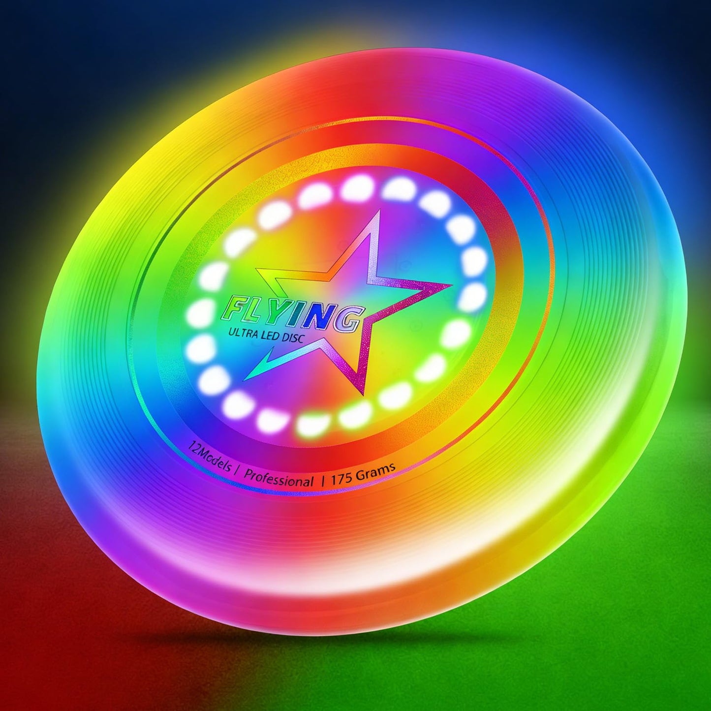 Dilabnba LED Flying Disc Toy for Lawn Game Beach Sand Backyard Outdoor Playing, Glow in The Dark Flying Ring Toass and Catch Camping Toy for Kids Adults Teen, Rechargeable, 175g