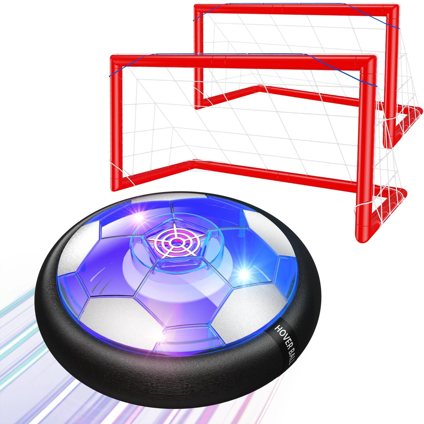 Ancesfun 2 in 1 Hover Soccer Ball Set, USB Rechargeable Air Power Soccer Kids Toys with LED Lights and Foam Bumper Protection, 2 Goals for Boys and Girls Ages 3 4 5 6 7 8-12 Indoor/Outdoor Games