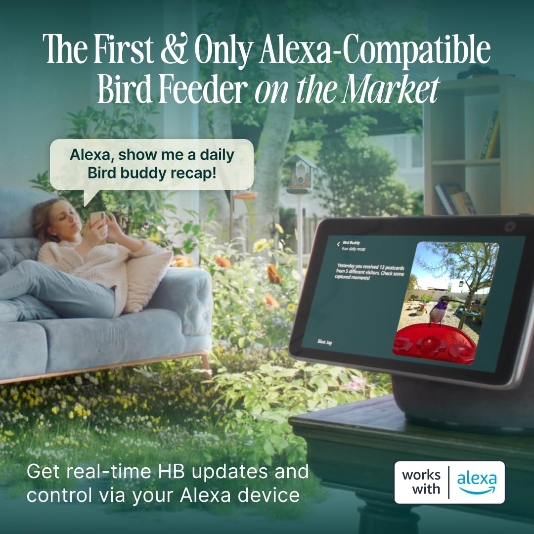 Birdbuddy Smart Non-Solar Pro Hummingbird Feeder with Camera - AI Bird Identification, 2K Video, 5MP Photos, Outdoor Hanging, Gift for Bird Watching