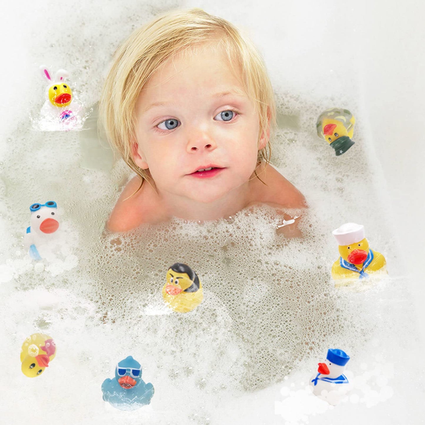 XY-WQ Rubber Duck 50 Pack for Jeeps Bath Toy Assortment - 2.3 Inch Bulk Floater Duck for Kids - Baby Showers Accessories - Party Favors, Birthdays, Bath Time, and More (50 Varieties)