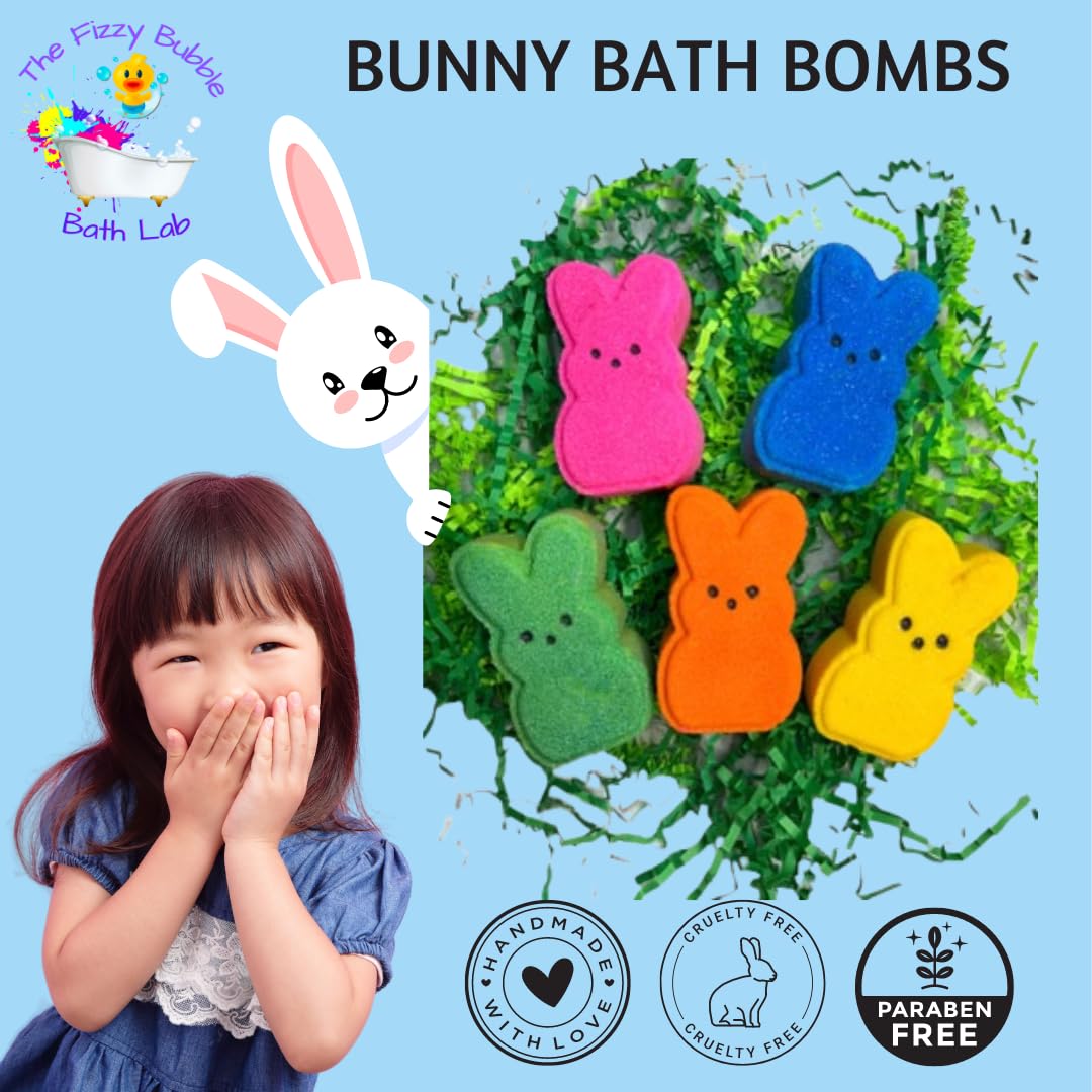 Bunny Bath Bombs made by The Fizzy Bubble Bath Lab, Tested on sensitive skin + eczema, Easter Basket, Gift, Easter, Children's, Fizz, Fun