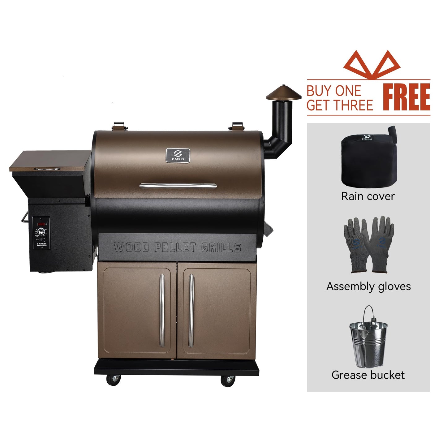 Z GRILLS Wood Pellet Grill Smoker with PID Control, Rain Cover, 700 sq. in Cooking Area for Outdoor BBQ, Smoke, Bake and Roast, 700D
